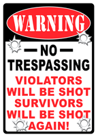 Rivers Edge Tin Sign No Trespassing Warning 12"x17" with Embossed Detail