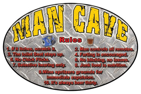 Rivers Edge 12"x17" Embossed Man Cave Rules Tin Sign