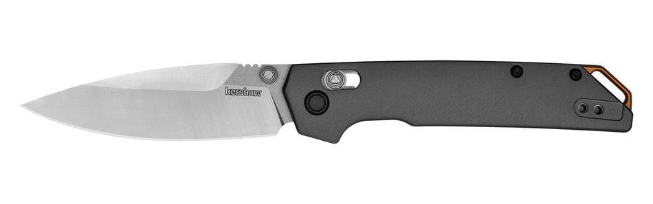 Kershaw Iridium Full Size Folder 3.40" Spear Point D2 Two-Tone Blade, Gray Anodized Aluminum Handle with KVT Bearings and Clip