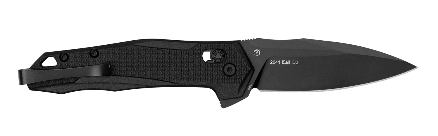 Kershaw Monitor Mid-Size Folder 3" D2 Steel Spear Point Blade, Black Textured Glass-Filled Nylon Handle, KVT Ball Bearings, Pocket Clip
