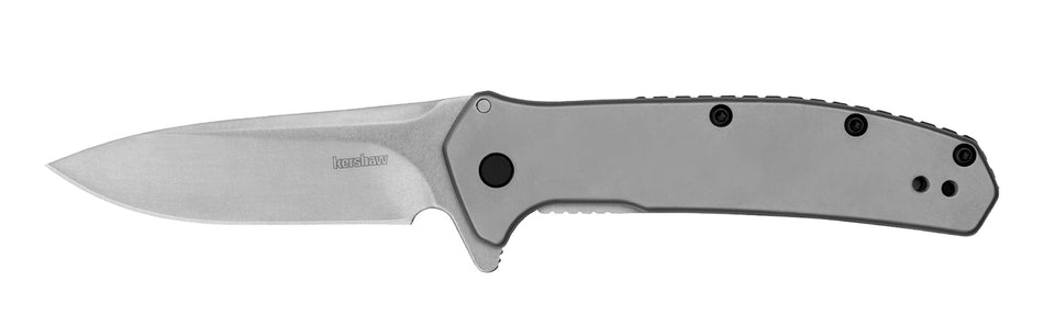 Kershaw Outcome Frame Lock Folder 2.80" Clip Point 8Cr13MoV Stonewashed Blade, Bead Blasted Stainless Handle with Pocket Clip