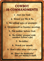 Rivers Edge Decorative Cowboy Commandments Embossed Tin Sign 12x17