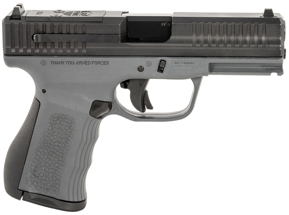 FMK FMKG49DG G3 9mm Luger 14+1 4" Stainless Steel Barrel, Black Optic Cut/Serrated Carbon Steel Slide, Dark Gray Polymer Frame w/Picatinny Rail, Black Backstrap Grip