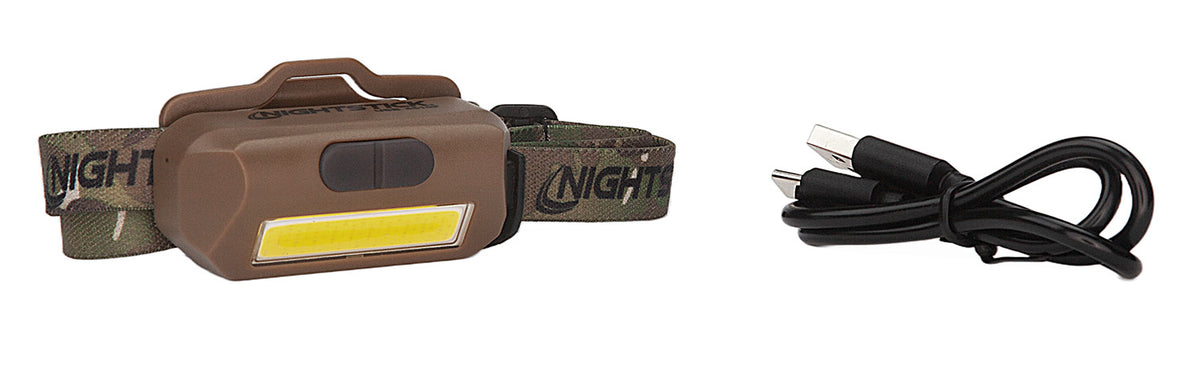 Nightstick USB4510F Multi-Color Flood Headlamp Flat Dark Earth 250 Lumens Camo Strap USB Rechargeable