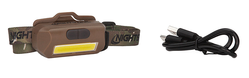 Nightstick USB4510F Multi-Color Flood Headlamp Flat Dark Earth 250 Lumens Camo Strap USB Rechargeable