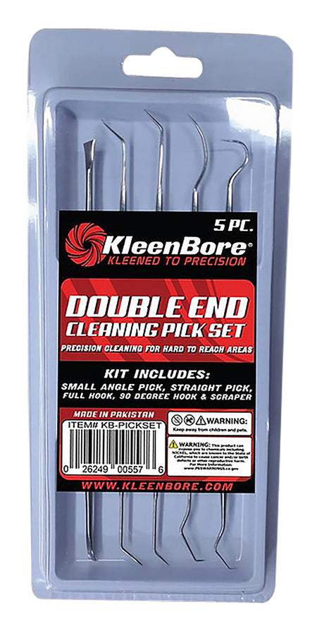 KleenBore Stainless Steel Double Ended Pick Set 5 Piece for Hard-to-Reach Gun Cleaning