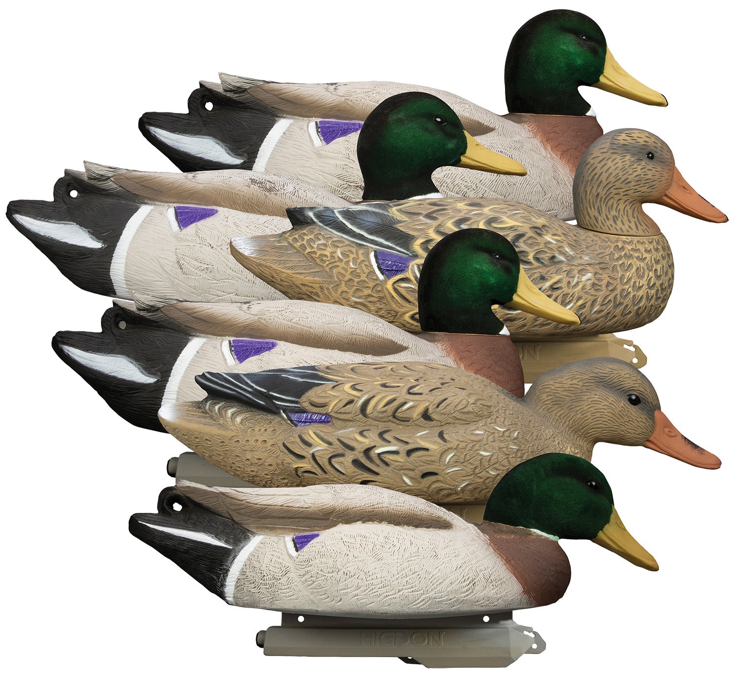 Higdon 16034 Battleship Oversized Mallard Duck Decoys Flocked Heads Weighted Keel 6 Pack