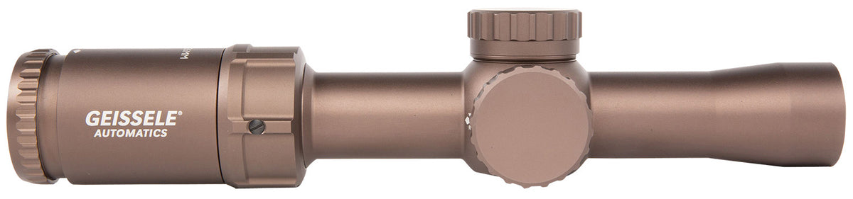 Geissele Automatics Super Precision 1-6x26mm Desert Dirt 30mm Tube SFP Scope with Six-Level Illuminated DMRR-1 Reticle
