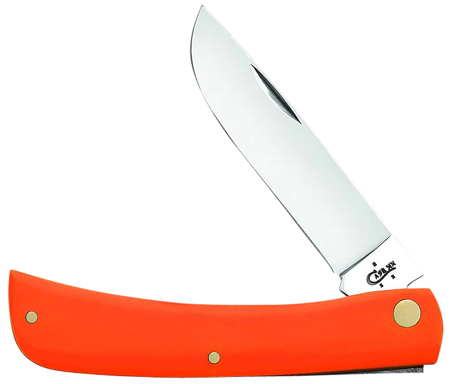 Case 80512 Orange Handle Sod Buster Folding Skinner Knife 3.30" Mirror Polished Tru-Sharp SS Blade