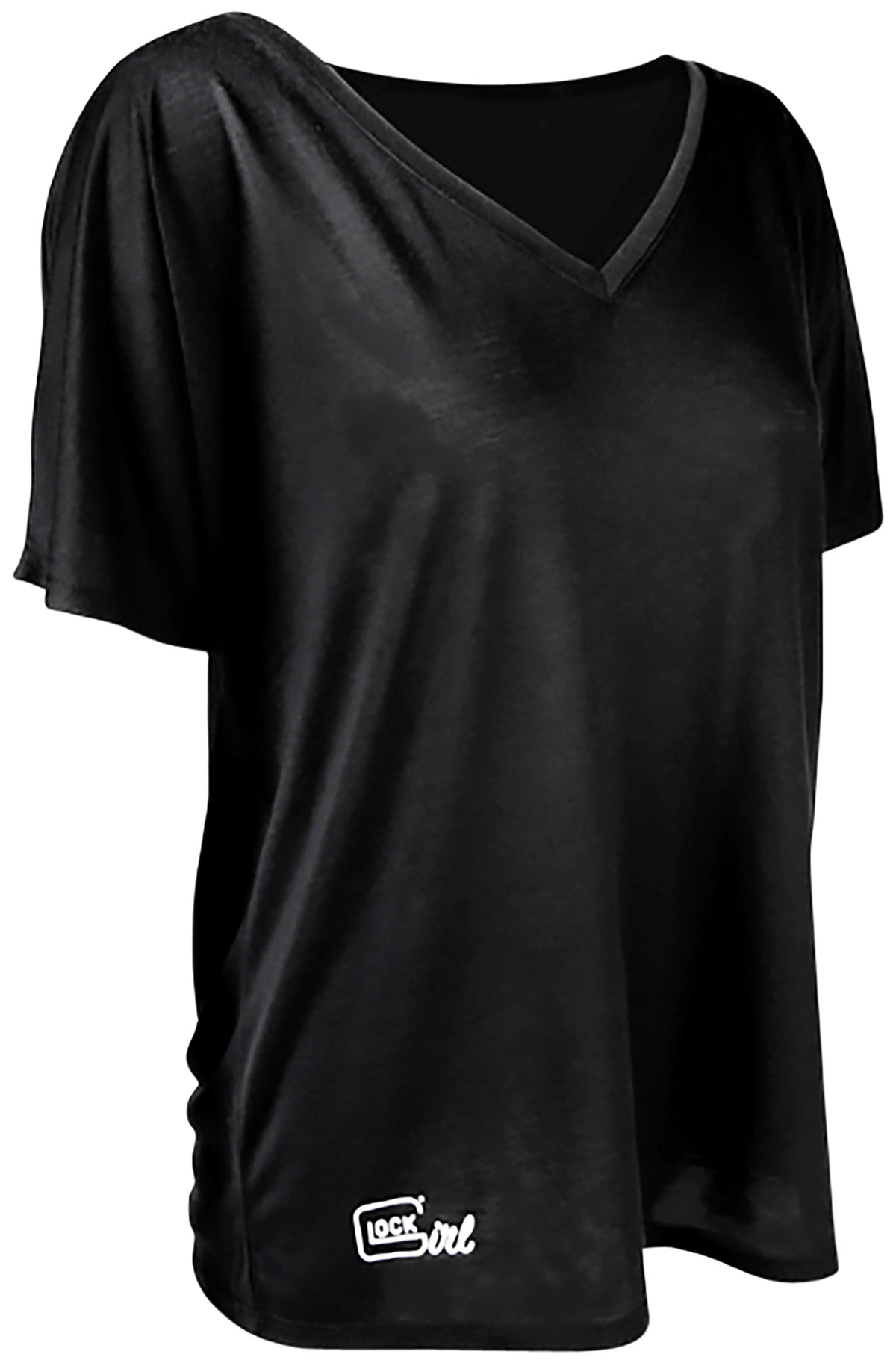 Glock AP960353 Black Cotton Short Sleeve Relaxed V-Neck Girl Shirt XL