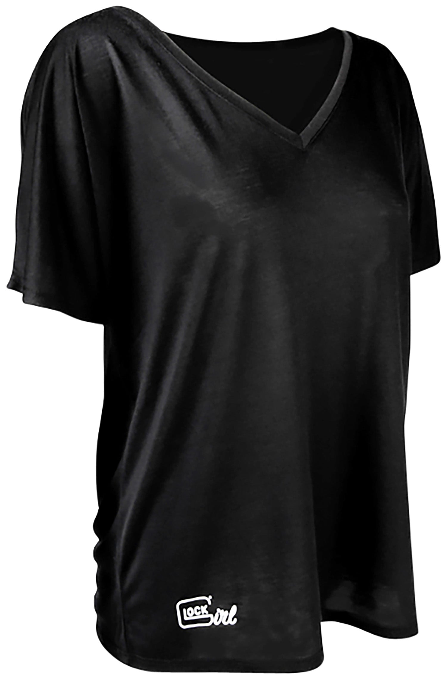 Glock AP960353 Black Cotton Short Sleeve Relaxed V-Neck Girl Shirt XL