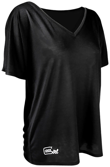 Glock AP960353 Black Cotton Short Sleeve Relaxed V-Neck Girl Shirt XL