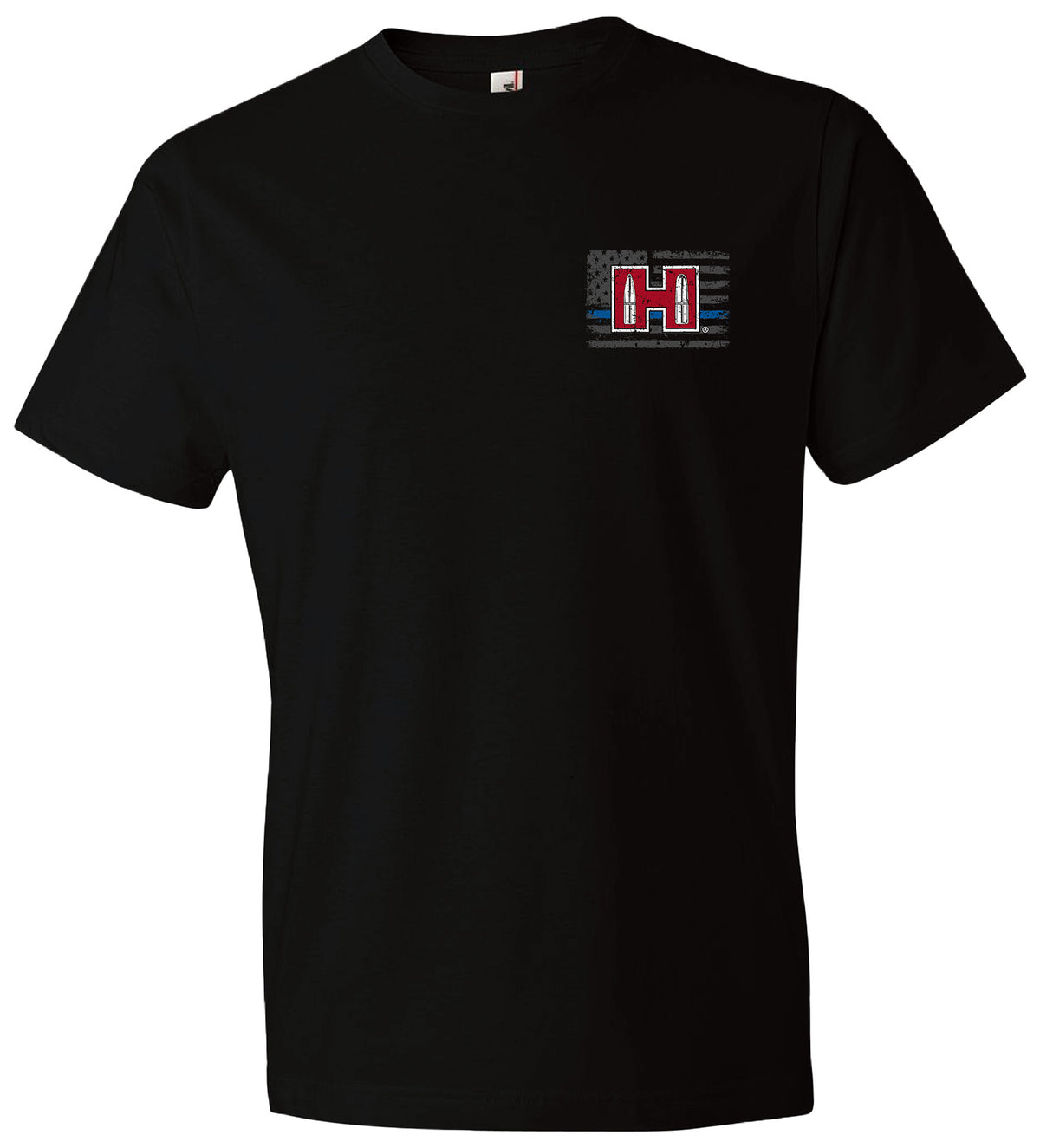 Hornady 30761 Black Semi-Fitted POW Blue Line Cotton T-Shirt Small