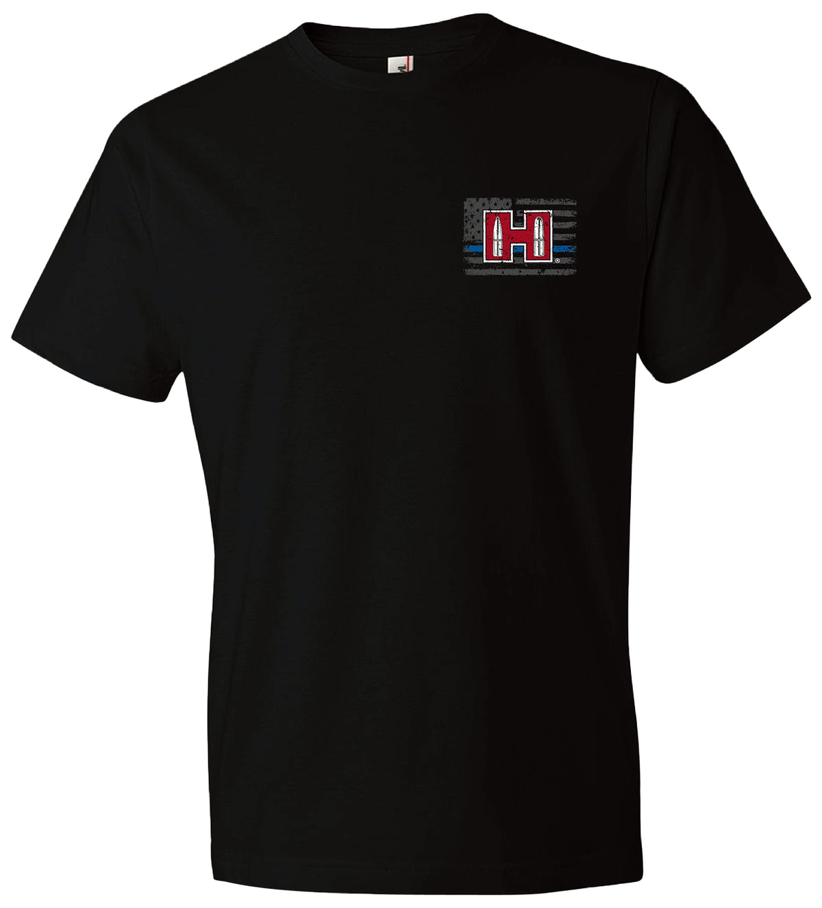 Hornady Gear POW Blue Line Black Cotton Tee Semi-Fitted XL