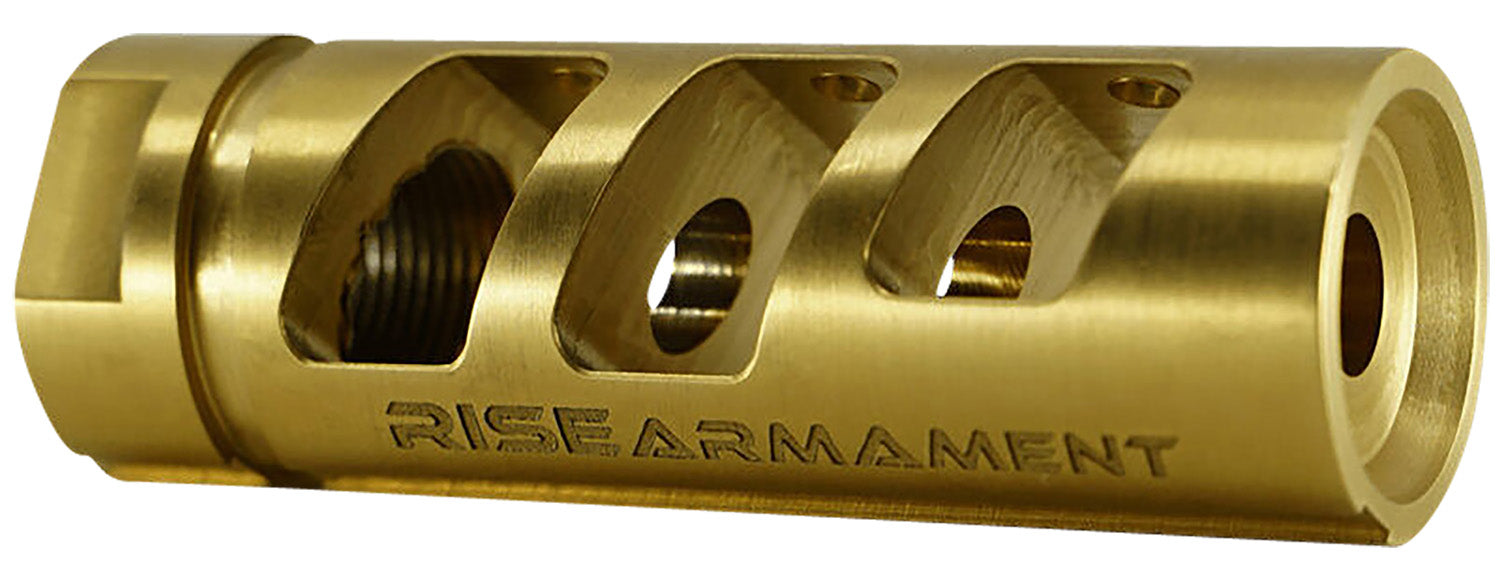 Rise Armament RA701223TIN Gold Nitride Titanium Compensator 1/2"-28 Threads 22 Cal for AR-15