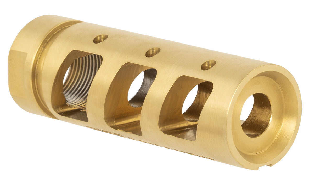 Rise Armament RA701308TIN Gold Nitride Titanium Compensator 5/8"-24 Threads 30 Cal for AR-10