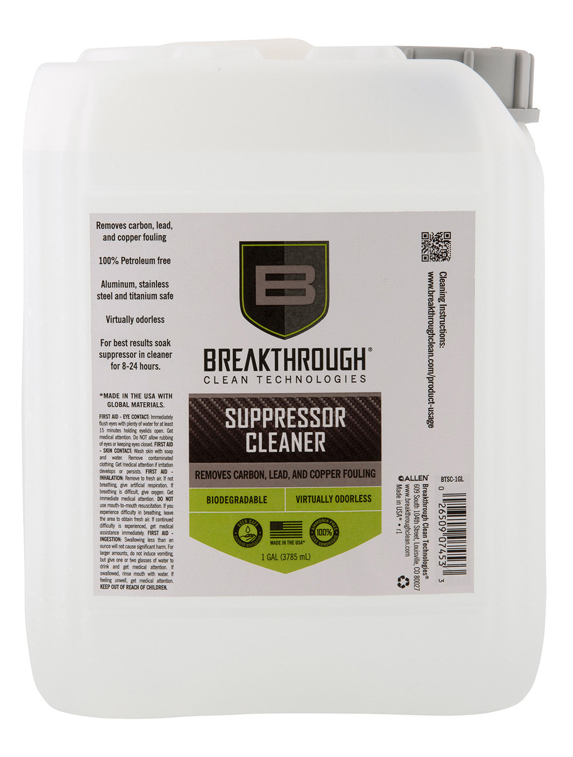 Breakthrough Clean 1 Gallon Water-Based Suppressor Cleaner BTSC1GL