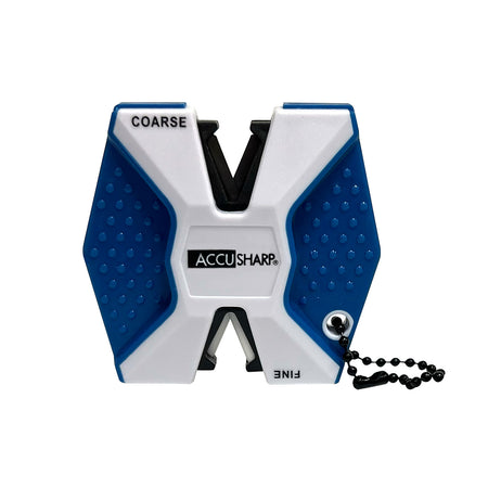 AccuSharp Handheld 2-Step Knife Sharpener Diamond Tungsten Carbide Coarse Fine Blue White