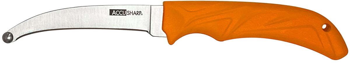 AccuSharp 734C 4" AccuZip Blunt-Tip Skinning Fixed Blade Knife with Blaze Orange Non-Slip Handle & Nylon Sheath