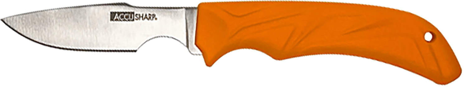 AccuSharp 731C 3.50" Game Processing Caping Knife Fixed Blade Stainless Steel - Blaze Orange Grip & Nylon Sheath