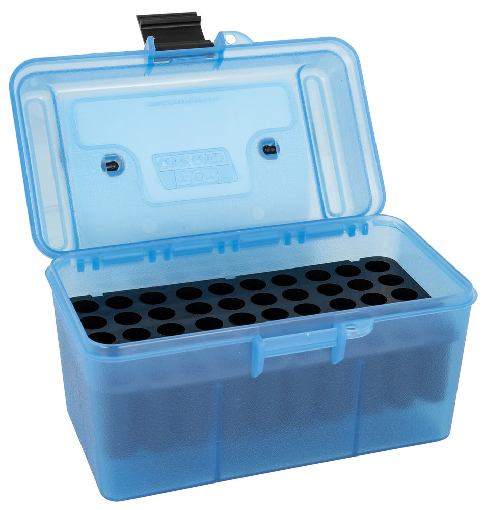 MTM Case-Gard H50RM24 50rd Deluxe Rifle Ammo Box Clear Blue Polypropylene