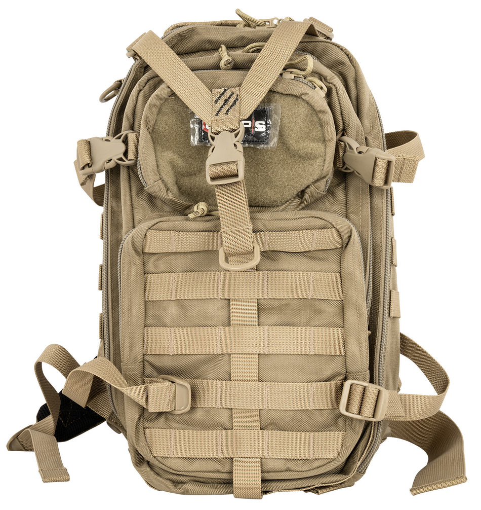 GPS Tactical Bugout Bag Tan 600D Polyester with Laptop Sleeve and 2 Handgun Storage