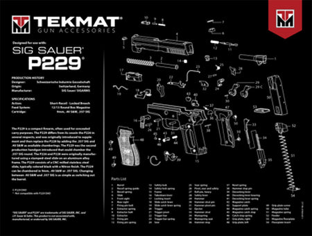 TekMat Ultra 20 Sig P229 Parts Diagram Cleaning Mat Multi-Color 15"x20" Rubber
