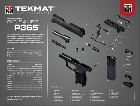 TekMat Ultra 20 Sig P365 Parts Diagram Cleaning Mat Multi-Color 15"x20" Rubber