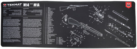 TekMat M14 M1A Parts Diagram Cleaning Mat Black/White 15"x44" Rubber