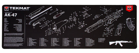 TekMat AK-47 Parts Diagram Cleaning Mat Black/White 12"x36" Rubber