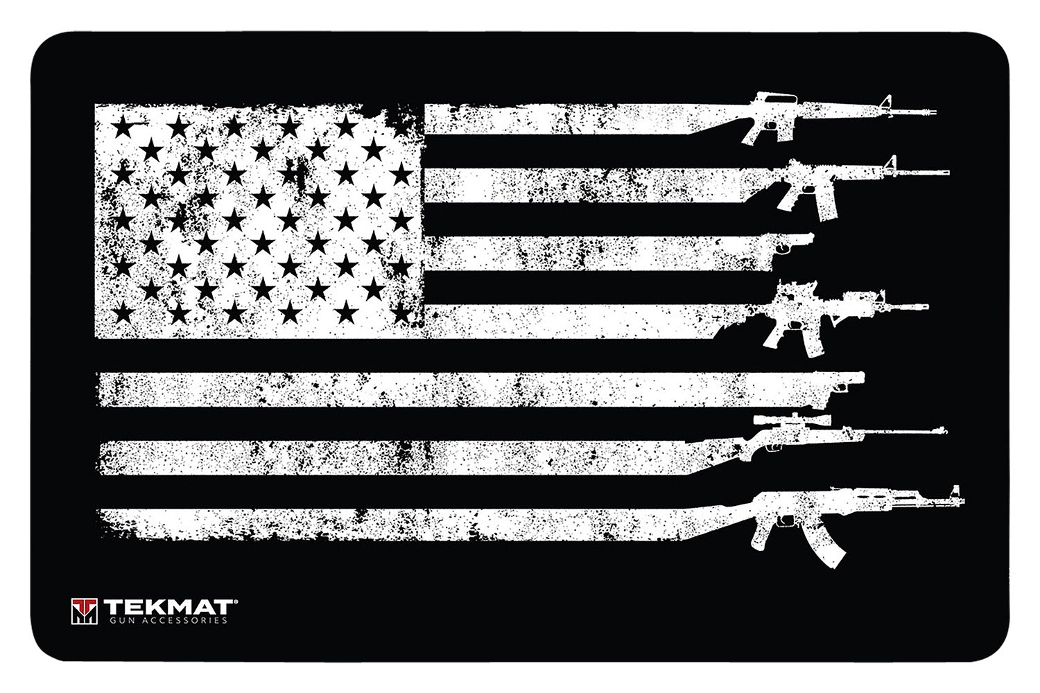 TekMat Patriotic USA Gun Flag Door Mat Rubber Non-Slip 25"x42"