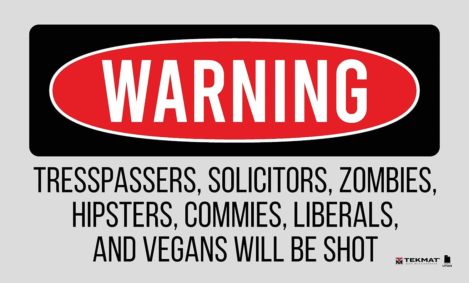TekMat Humorous Trespassers Will Be Shot Rubber Mat Multi-Color 25"x42"