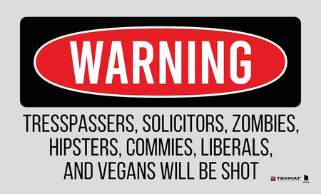 TekMat Humorous Trespassers Will Be Shot Rubber Mat Multi-Color 25"x42"