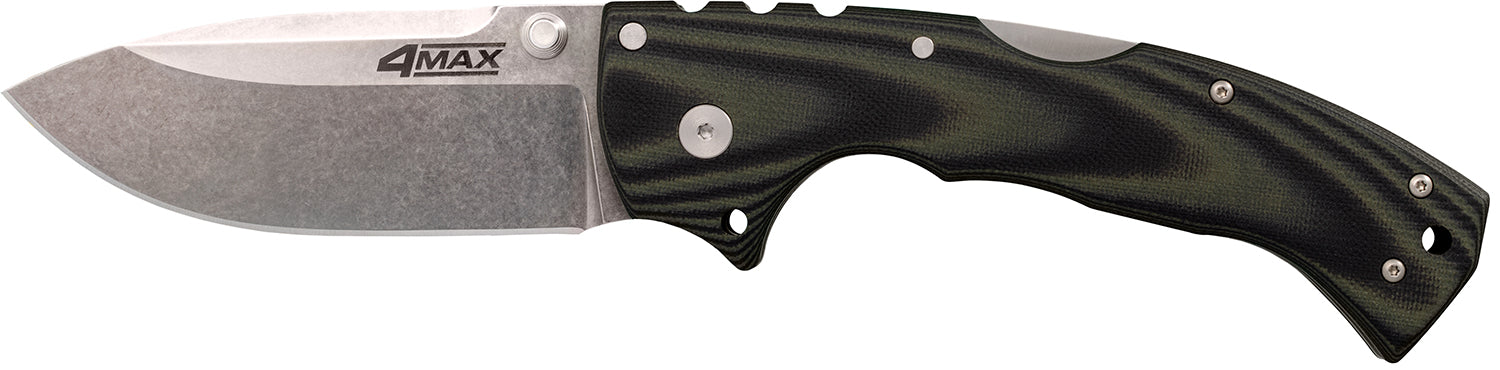 Cold Steel 4-Max Elite 4" Folding Stonewashed Drop Point S35VN Blade Black G10 Handle w/ Belt Clip