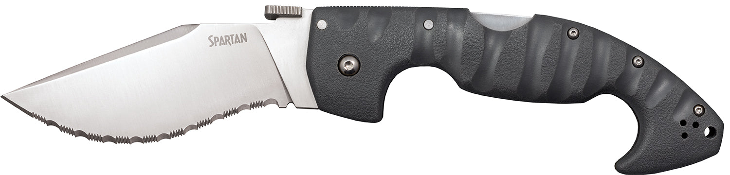 Cold Steel Spartan 4.5" Folding Clip Point Serrated Satin AUS-10A Blade Griv-Ex Handle w/ Belt Clip