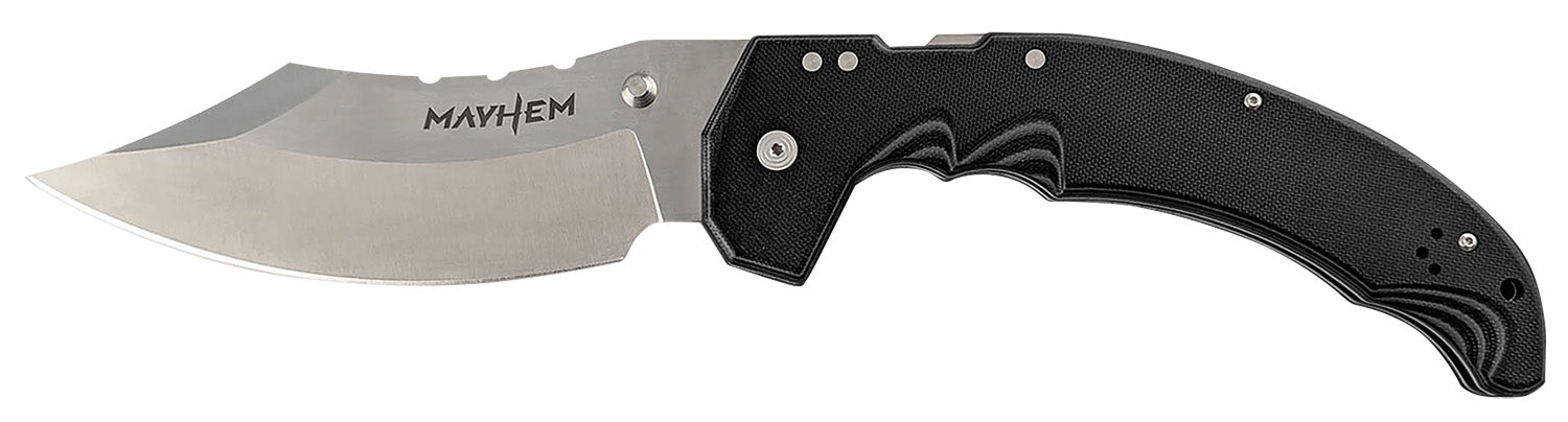 Cold Steel Mayhem 6" Folding Modified Cleaver Plain Satin AUS-10A SS Blade Black G10 Handle w/ Pocket Clip