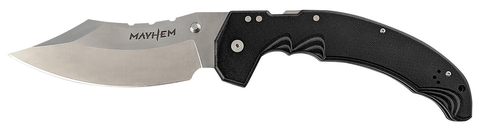 Cold Steel Mayhem 6" Folding Modified Cleaver Plain Satin AUS-10A SS Blade Black G10 Handle w/ Pocket Clip