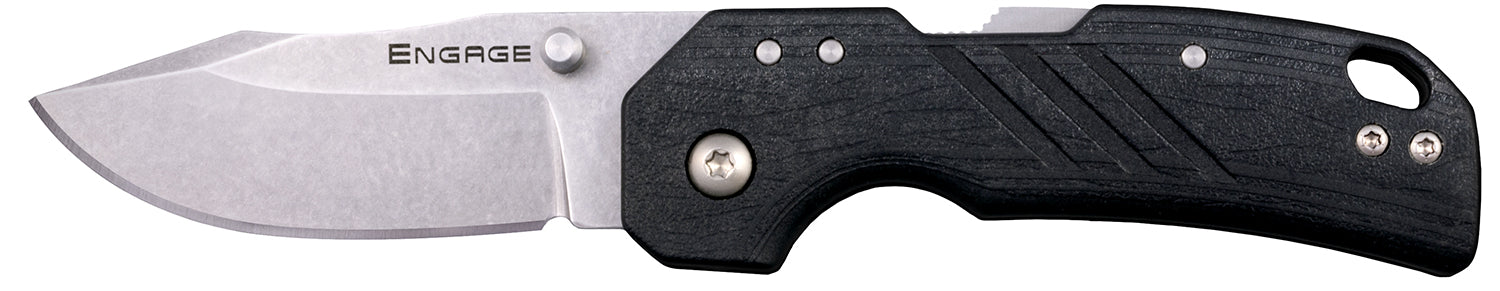 Cold Steel Engage 2.5" Folding Clip Point Plain Stonewashed 4116 SS Blade Black GFN Handle w/ Belt Clip