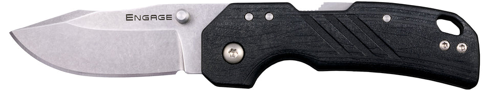 Cold Steel Engage 2.5" Folding Clip Point Plain Stonewashed 4116 SS Blade Black GFN Handle w/ Belt Clip