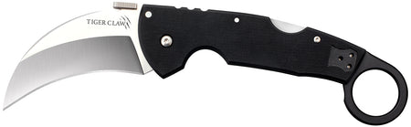 Cold Steel Tiger Claw 3.5" Folding Hawkbill Plain Stonewashed S35VN Blade Matte Black G10 Handle w/ Belt Clip