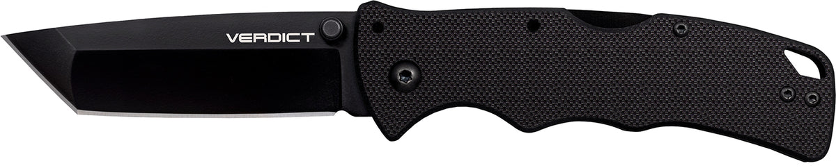 Cold Steel Verdict 3" Folding Tanto Plain Matte AUS-10A SS Blade Black G10 Handle w/ Belt Clip