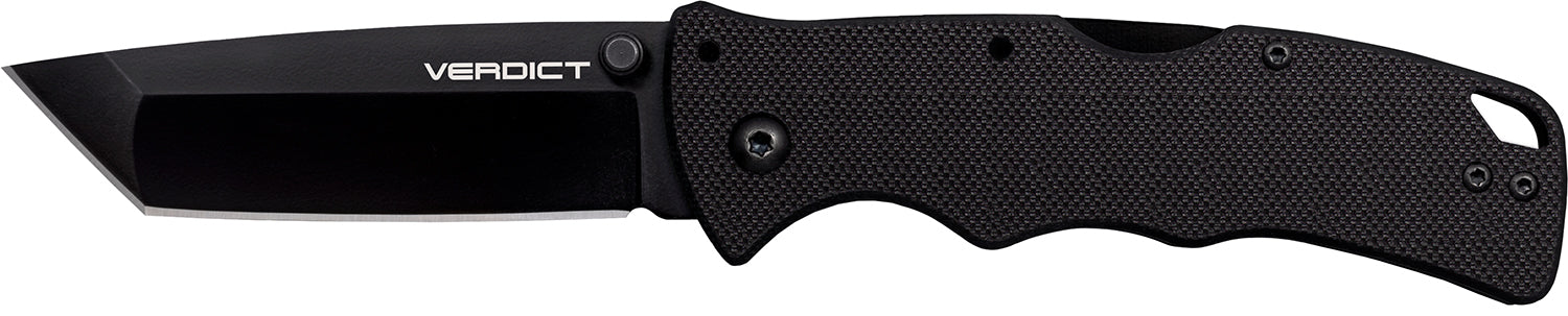 Cold Steel Verdict 3" Folding Tanto Plain Matte AUS-10A SS Blade Black G10 Handle w/ Belt Clip