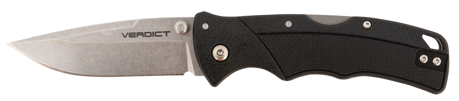 Cold Steel Verdict 3-Inch Clip Point Folder, Stonewashed 4116 SS Blade, Black GFN Handle, Includes Belt Clip