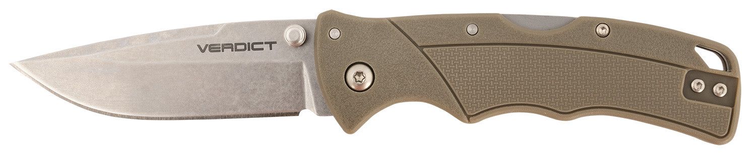 Cold Steel Verdict 3-Inch Spear Point Folder, Stonewashed 4116 SS Blade, Brown GFN Handle, Includes Clip