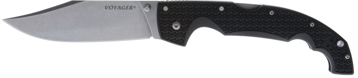 Cold Steel Voyager XL 5.5-Inch Drop Point Folder, Stonewashed AUS-10A SS Blade, Textured Black Griv-Ex Handle
