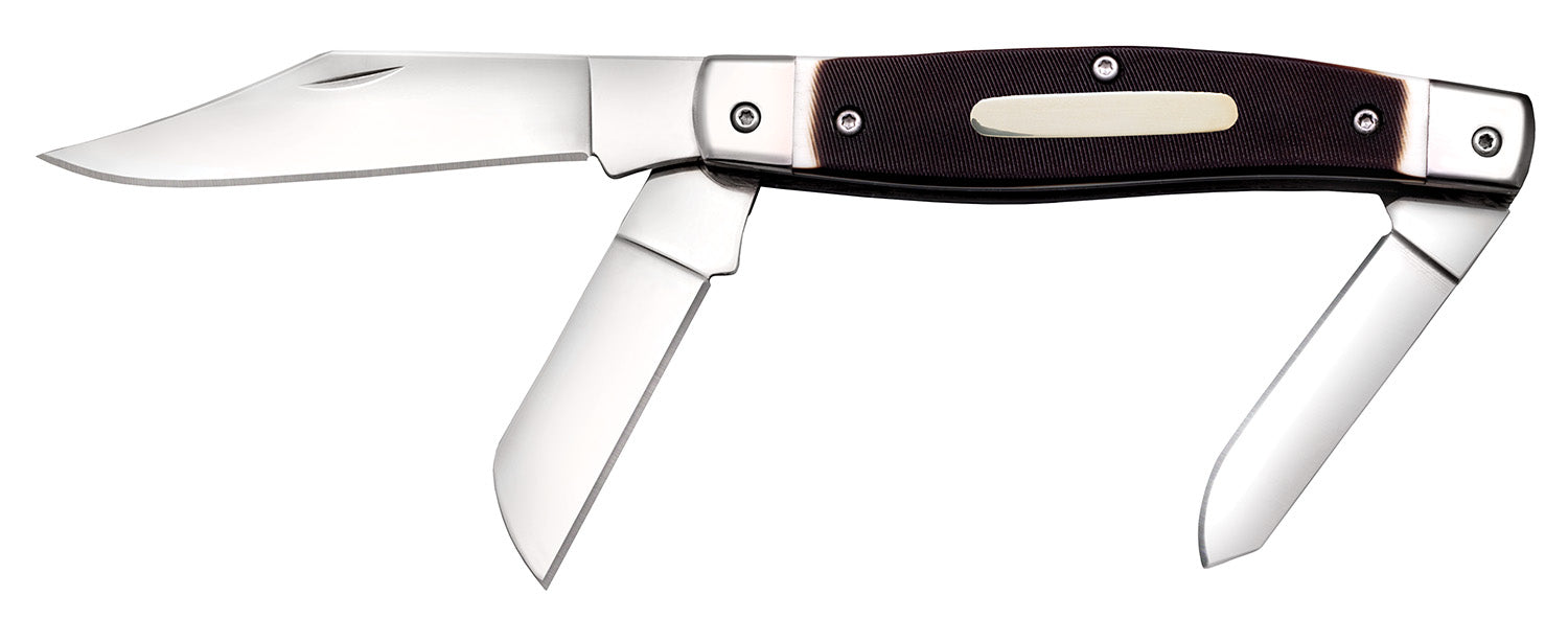 Cold Steel Stockman 2"/2.30"/3.50" Multi-Blade Folding Knife, 8Cr13MoV SS, Black Bone Handle with Steel Bolsters