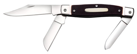 Cold Steel Stockman 2"/2.30"/3.50" Multi-Blade Folding Knife, 8Cr13MoV SS, Black Bone Handle with Steel Bolsters
