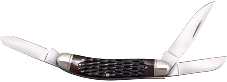 Cold Steel Gentleman's Stockman 2"/2.10"/2.50" Folder, 8Cr13MoV SS Blades, Brown Jigged Bone Handle