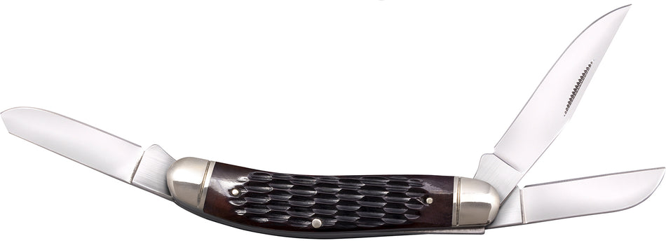 Cold Steel Gentleman's Stockman 2"/2.10"/2.50" Folder, 8Cr13MoV SS Blades, Brown Jigged Bone Handle