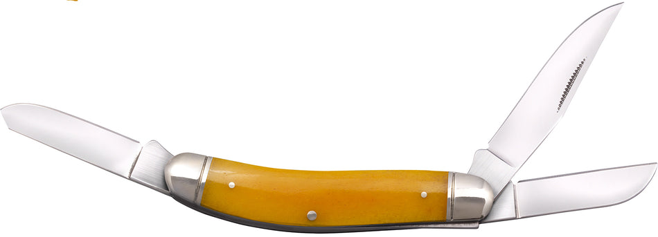 Cold Steel Gentleman's Stockman 2"/2.10"/2.50" Multi-Blade Folder, 8Cr13MoV SS, Yellow Bone Handle